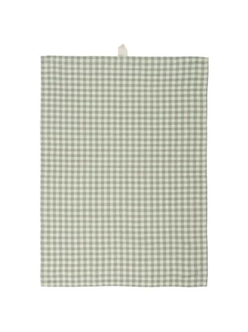 IB Laursen Geschirrtuch mit kleinen naturfarbigen Karos in grün
