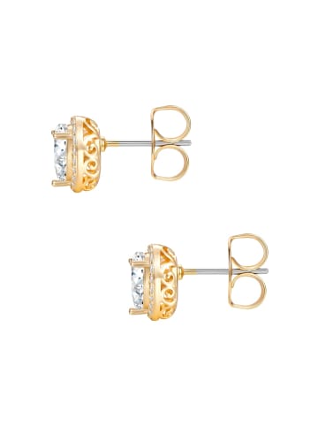Lulu & Jane Ohrstecker Herz aus Messing mit Zirkonia in gelbgold