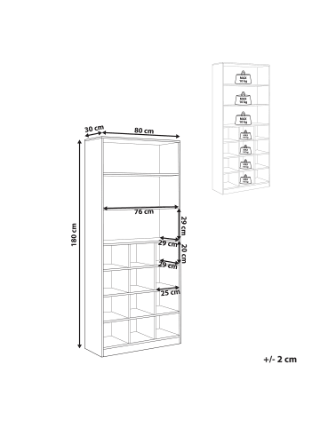 Beliani Schuhschrank LAJAMANU in Weiß - (W) 80 x (H) 180 x (L) 30 cm