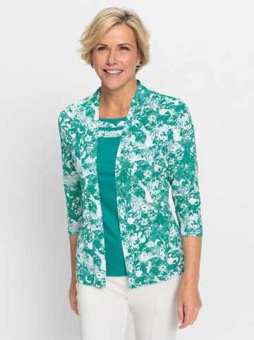 WITT WEIDEN Shirt in smaragd-weiß-bedruckt