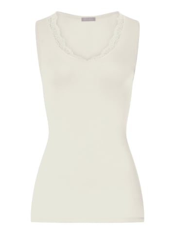 Hanro Tanktop Woolen Lace in misty white
