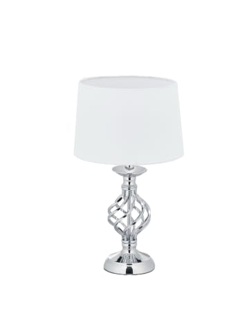 Tischlampe in Silber/ Weiß - (H)43,5 x Ø25 cm