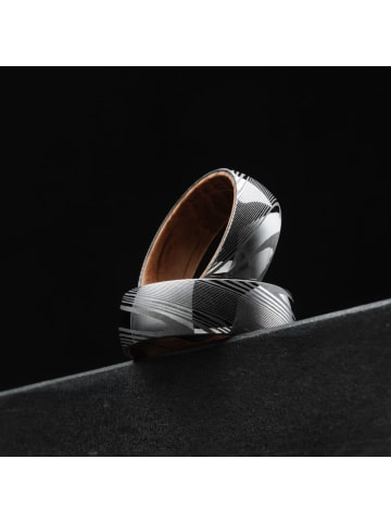 Holzkern Herren-Ring Edelstahl Sumo Eiche/Damast Weite 62 Braun