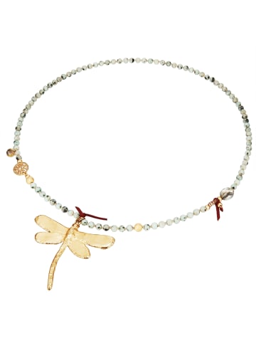 Lulu & Jane Halskette Libelle Metall-Legierung Naturstein in gelbgold