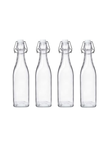 Butlers 4x Flasche mit Bügelverschluss 500ml SWING in Transparent