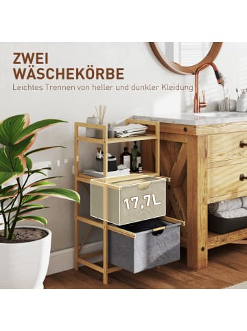 HOMCOM Wäschekorb in Naturholz 44L x 34B x 96H cm