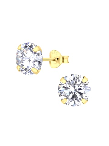 Alexander York Ohrstecker ROUND ZIRCONIA 8 mm in Gold aus 925 Sterling Silber, 2-tlg.