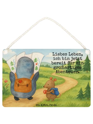 Mr. & Mrs. Panda Deko Schild Pinguin & Maus Wanderer Design mit ... in Weiß