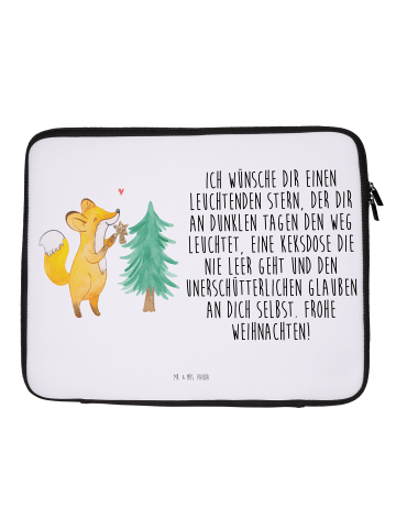 Mr. & Mrs. Panda Notebook Tasche Fuchs  Weihnachtsbaum mit Spruch in Weiß