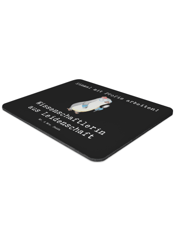 Mr. & Mrs. Panda Mousepad Wissenschaftlerin Leidenschaft mit Spruch in Schwarz