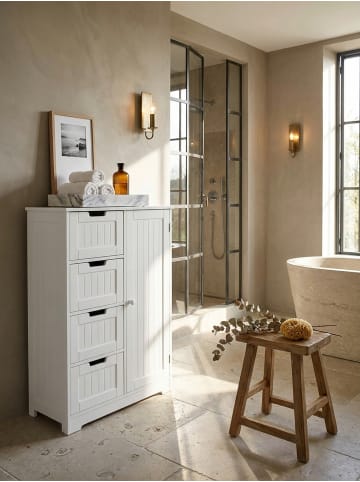 KADIMA DESIGN Design Badschrank PATTI Landhaus-Stil MDF-Holz 56 x 83 x 30 cm weiß