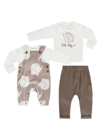 Jacky 4-tlg. Set Strampler, Jogginghose & 2 Langarmshirts in braun,weiss