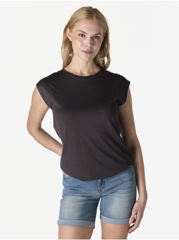 KOROSHI Kurzärmeliges Spitzen-T-Shirt für Frauen in Schwarz