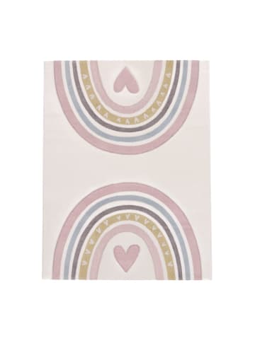 KADIMA DESIGN Kinderteppich Regenbogen mit Herz Kinderzimmer in Pink