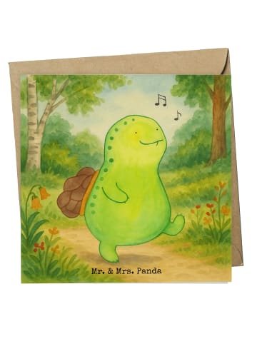 Mr. & Mrs. Panda Grußkarte Schildkröte Pfeifen Design ohne Spruch in Weiß