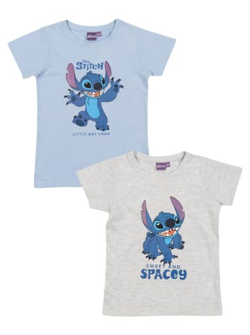 Lilo & Stitch Disney Lilo & Stitch T-Shirt Oberteil Shirt kurzärmlig (2er Pack) in blau/grau