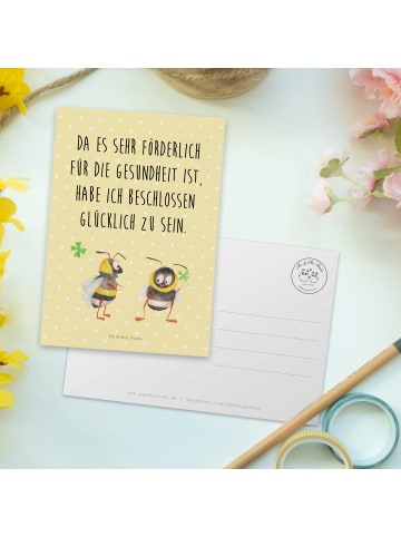 Mr. & Mrs. Panda bildkarte Hummeln Kleeblatt mit Spruch in Gelb Pastell