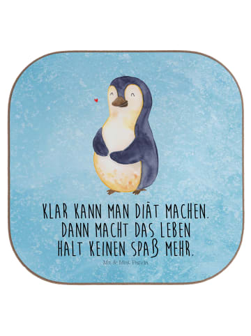 Mr. & Mrs. Panda Untersetzer für Gläser Pinguin Diät mit Spruch in Eisblau