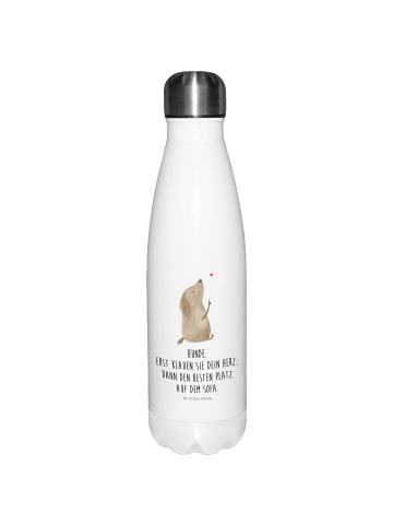Mr. & Mrs. Panda Wasserflasche Hund Liebe mit Spruch in Weiß