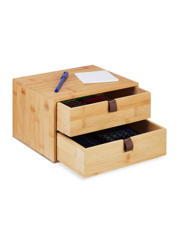 relaxdays Schreibtisch Organizer in Natur - (B)25 x (H)14,5 x (T)20 cm