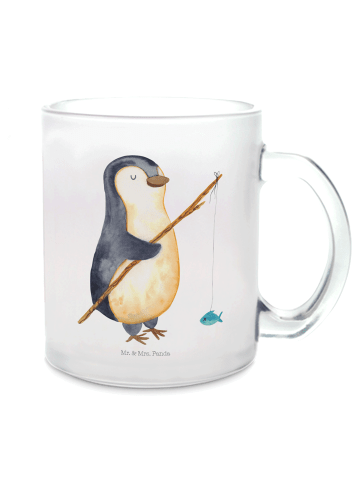 Mr. & Mrs. Panda Trinkglas Pinguin Angler ohne Spruch in Transparent