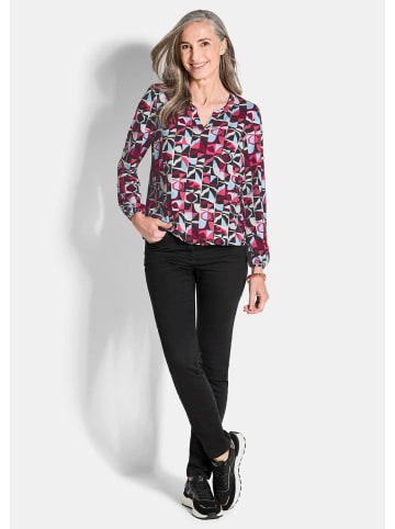 GOLDNER Kurzgröße:  Druckshirt aus Viskose mit Rundhals in pink / gemustert