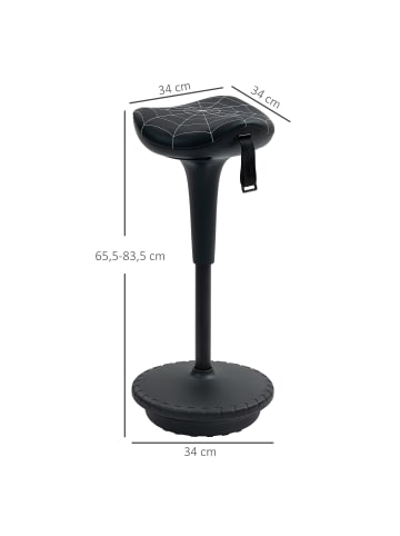 Vinsetto Bürohocker-34L x 34B x 65,5-83,5H cm-Schwarz