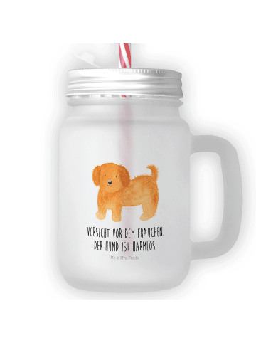 Mr. & Mrs. Panda Limonadenglas Hund Flauschig mit Spruch in Transparent