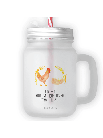 Mr. & Mrs. Panda Blümchentailglas Huhn Stolz mit Spruch in Transparent