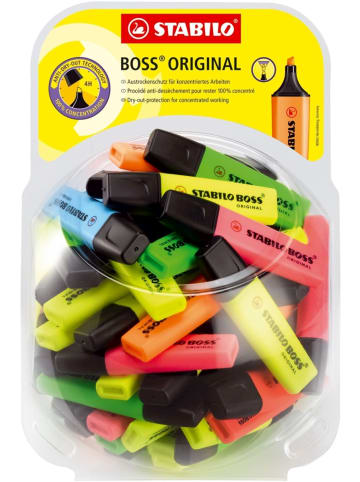 STABILO Textmarker Boss Original Bonbonglas Packung mit 60 Stück