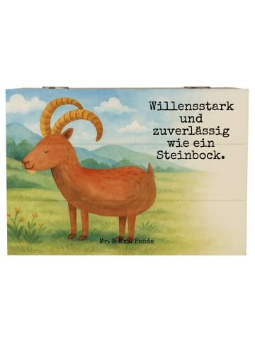 Mr. & Mrs. Panda Holzkiste Sternzeichen Steinbock Design mit Spruch in Weiß
