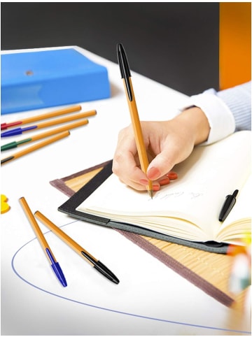 Bic Kugelschreiber Orange fine/ 20 Kulis in Schwarz, fein – Strichstärke 0,35 mm