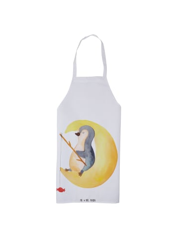 Mr. & Mrs. Panda Schürze Pinguin Mond ohne Spruch in Weiß