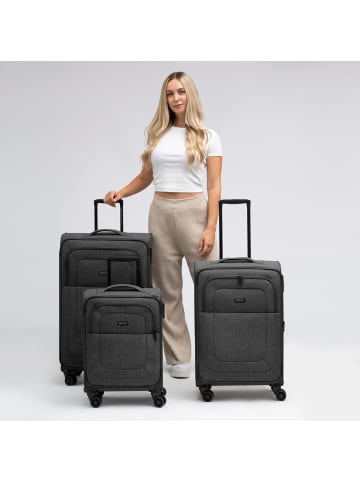 Redolz Essentials 12 THREE SET 4 Rollen Kofferset 3-teilig mit Dehnfalte in black2