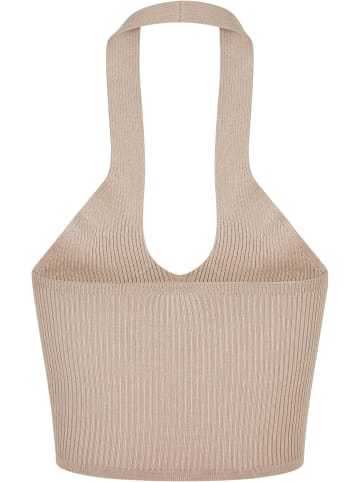 Urban Classics Urban Classics Damen Ladies Rib Knit Crossed Neckholder Top in lighttaupe