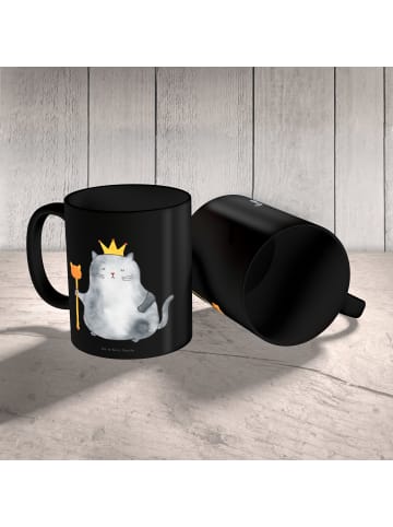 Mr. & Mrs. Panda Kaffeebecher Katze König ohne Spruch in Schwarz