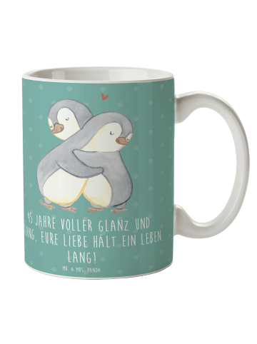 Mr. & Mrs. Panda Tasse 45. Hochzeitstag Messinghochzeit mit Spruch in Meeresbrise