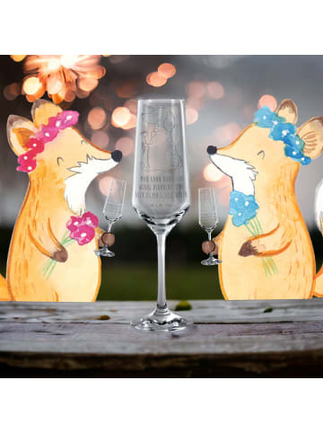 Mr. & Mrs. Panda Sektglas Hund Blume mit Spruch in Transparent