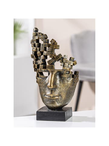 GILDE Skulptur Male Mask bronzefarben - (H) 30 cm