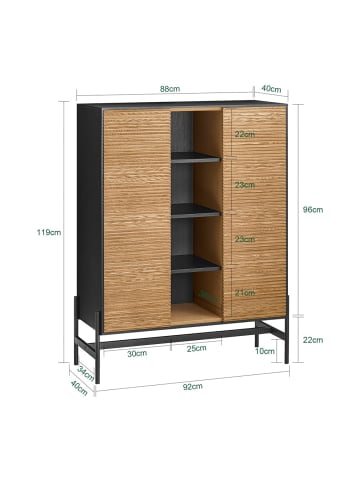SoBuy Schuhschrank in Hell-Eiche - (W) 40 x (H) 119 x (L) 92 cm