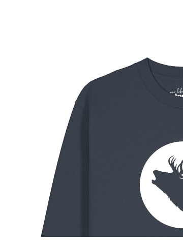 wat? Apparel Sweatshirt Röhrender Hirsch in India Ink Grey