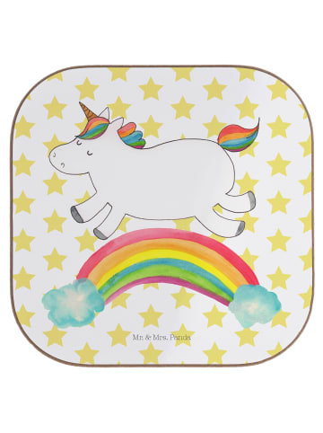 Mr. & Mrs. Panda Untersetzer Gläser Einhorn Regenbogen ohne Spruch in Weiß