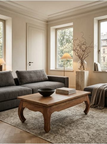 KADIMA DESIGN Couchtisch KANADA: Opium-Form, Massivholz, Massivholz, pflegeleicht in Braun