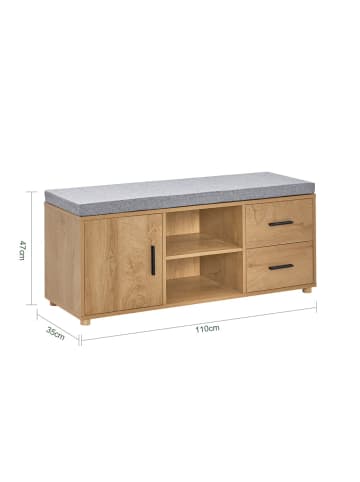 SoBuy Schuhschrank in Hell-Eiche - (W) 35 x (H) 47 x (L) 110 cm