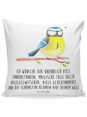 Mr. & Mrs. Panda Kopfkissen Vogel Blaumeise mit Spruch in Weiß
