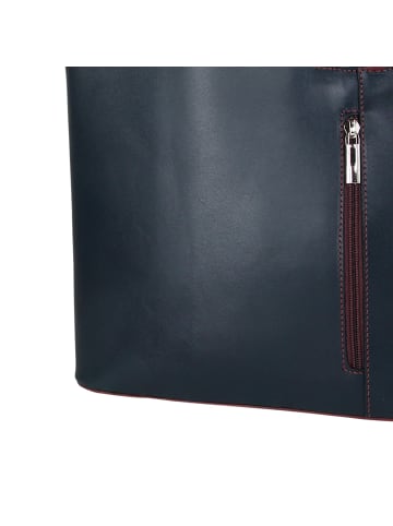 Toscanto Toscanto Schultertasche, Rucksack Leder blau, braun ca. 28cm