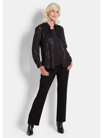 GOLDNER Edle Metallic-Bluse mit Hemdkragen in schwarz / gemustert