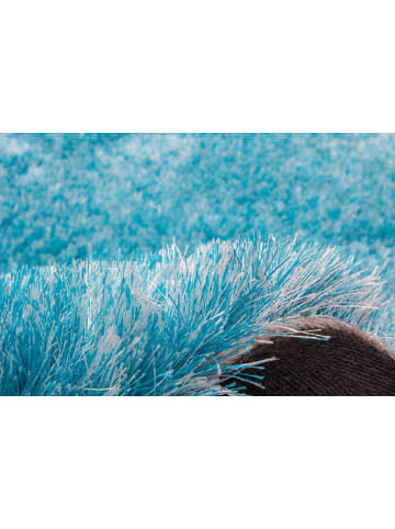 Kayoom Wohnzimmer Teppich – Hochflorteppich Diamond 725 in cyan - rund
