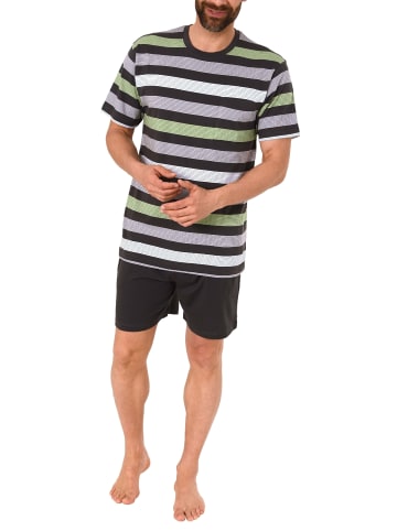NORMANN Shorty Pyjama kurzarm Schlafanzug Streifen - 46260 in grau