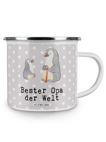 Mr. & Mrs. Panda Emaille Tasse Pinguin Bester Opa der Welt mit S... in Grau Pastell